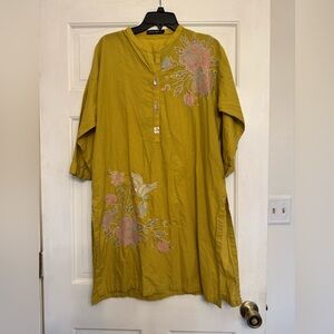 Limelight Mustard Yellow Embroidered Top